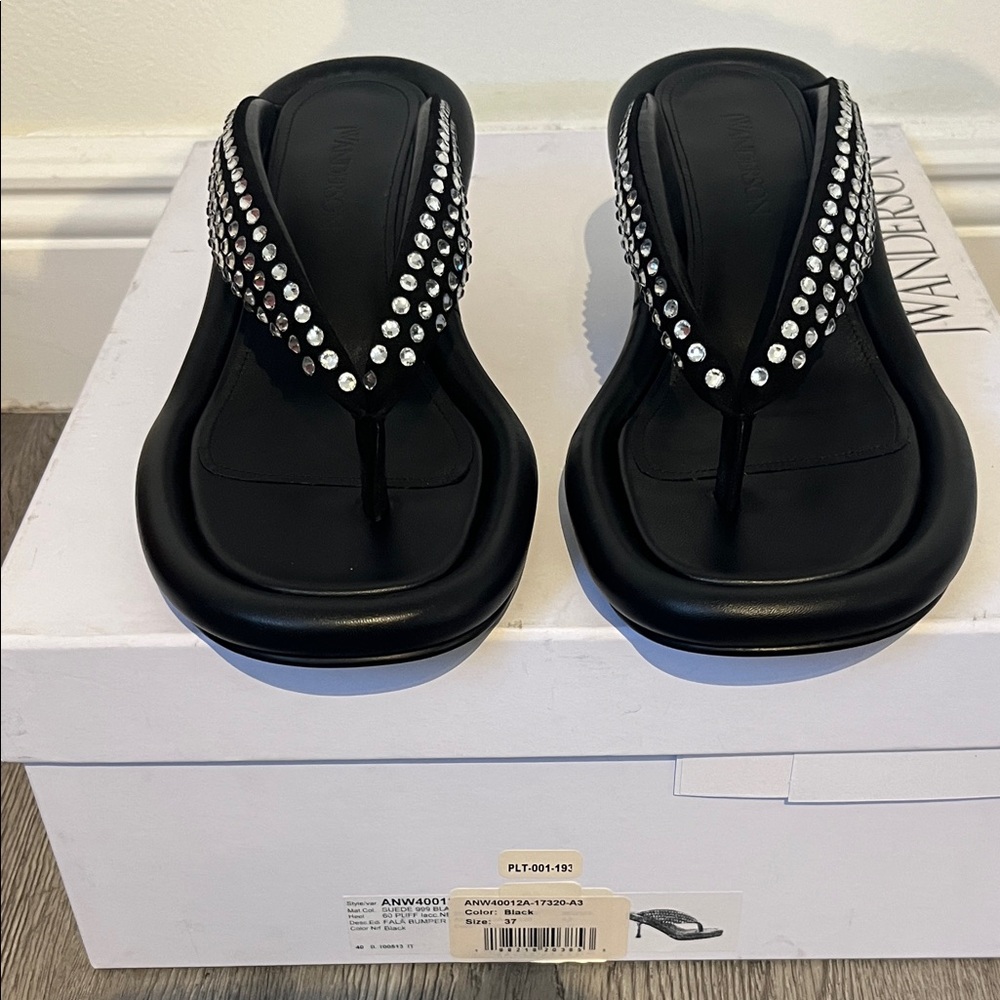 JW ANDERSON Black Crystal Embellished Sandals